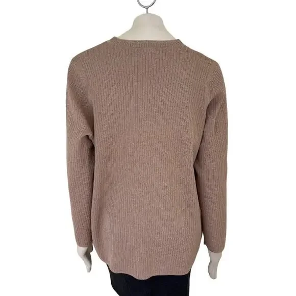 NEW TALBOTS Metallic Ribbed V-neck Cardigan in Tan & Gold  SZ 2X - Picture 6 of 10
